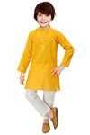 Taimoor Garments Unisex Cotton Blend Boys Festive & Party Kurta And Pyjama Set (3-4 Years, Yellow)