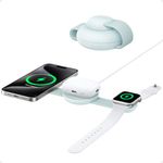 Anker MagSafe Compatible 3-in-1 Wireless Charging Station, Qi2 Certified 15W MagGo Charger, Foldable Travel Wireless Charging Pad for iPhone 16/15/14/13/12 Series, AirPods, Apple Watch, and More