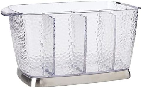 InterDesign Rain Silverware, Flatware Caddy Organizer for Kitchen Countertop Storage, Dining Table - Clear