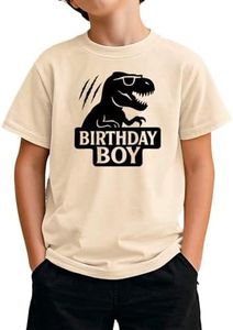 Birthday Boy Shirt Toddler Boys 2t 3t 4 Years 5 Years 6 Years Birthday Short Sleeve Dinoaur Funny T-Shirt Top (Beige 1,5-6T)