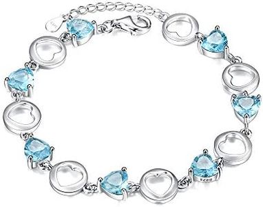 EleQueen 925 Sterling Silver CZ Love Heart of Ocean Titanic Inspired Tennis Bracelet for Women, 6.8"+1.2" Extender, Valentine's Day/Mother's Day/Christmas Jewerly Gift for Wife/Mom