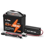 LiTime 12V 100Ah Mini LiFePO4 Battery with 14.6V 20A Dedicated Lithium Battery Charger, 100A BMS, 10-Year Lifespan, Up to 15000 Cycles, Max. 1280Wh Energy, Perfect for RV, Solar, Trolling Motor