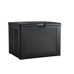 Rubbermaid Medium Resin Outdoor Storage Deck Box (74 Gal), Weather Resistant, Black, Deck Organization for Home/Backyard/Pool Chemicals/Toys/Garden Tools/Porch/Patio Cushions
