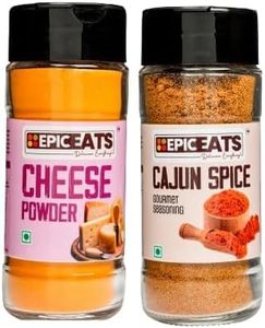 EpicEats Cheese Powder & Cajun Spice Combo Pack Of 2 | Suitable For Gravy | Creamy Soups | Stews | Marinades | Grilled Vegetables | Seasoned Rice | Dip Mixes | Cheese Sauces | Cheesy Muffins |