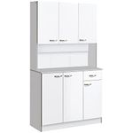 HomCom 71" Buffet Server Microwave Storage Cabinet Hutch- White