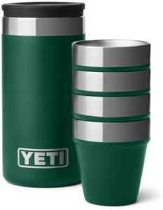 YETI Shot Glasses with Carrying Case, Set of 4, Black Forest Green