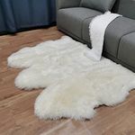 Champlus Sheepskin Rug, Genuine Australian Sheepskin Area Rug 3.3x5 ft, Real Fur Rug for Bedroom, Living Room, Soft Fluffy Rug for Kids and Adults Thick Sheepskin Throw, 3-Pelt, White