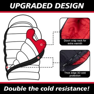 QEZER Winter Down Sleeping Bag – Black, Cold Weather Camping