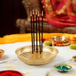 Sacch Brass One Agarbatti Stand With 5 Holders, Ash Catcher, 35Gms, 10.2Cms