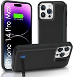 SlaBao Battery Case for iPhone 14 Pro Max(6.7 inch), 6800mAh Portable Extended Charging Case with Kickstand Rechargeable Battery Pack Compatible with iPhone 14 Pro Max - Black
