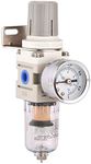 Water Separator Compressed Air Pressure Reducer Compressed Air Regulator for Compressor, 1/4 inch, Recommended, (1/4 One Piece)