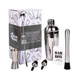 Bar Box 6 Piece Cocktail Shaker Set - Food Grade Stainless Steel Bartender Kit Drink Mixer, Muddler, Spoon, Strainer, Jigger, Pourers - Kitchen Accessory Bar Set Drinks Home | A Secret Santa Gift