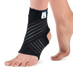 Actesso Ankle Support Sleeve with Strap - The Ultimate Support for Weak Ankles, Sprains and Sports Injury. Ideal for Men & Women & Left or Right (L (Pack of 1), Black)