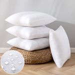 EMEMA Pack of 4 Outdoor Pillow Inserts Waterproof Throw Pillow Premium Fluffy Decorative Cushion Square Inner Soft for Patio Furniture Garden Sleeping Bed Couch Sofa Bedroom 18x18 Inch 45x45 cm