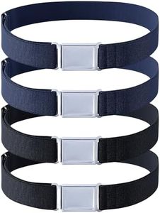 Kajeer 4PCS Kids Boys Adjustable Magnetic Belt - Elastic Belt with Easy Magnetic Buckle (2pcs Black/ 2pcs Navy Blue)