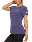 KEFITEVD Female Short Sleeve Running Top Short Sleeve Yoga Top Comfortable for Ladies Women's Walking T-Shirt,Purple,M