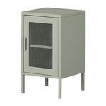 South Shore Crea Metal 1 End Table, Sage Green with mesh Door