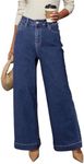 Dokotoo Wide Leg Loose Stretch Jeans for Women Casual High Waisted Cargo Jeans Denim Pants Blue Size 12