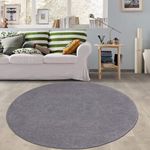 SHACOS Shaggy Rugs for Living Room Round 120cm Grey Circle Rug Non Slip Soft Round Shaggy Carpet Washable Non-Shedding Floor Bedside Rug Short Pile Area Rugs for Living Room, Bedroom, Kitchen