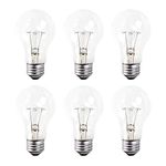 Xtricity A19 Clear Incandescent Rough Service Light Bulb, 100 Watt, 2700K Soft White, E26 Medium Base, 1020 Lumens, 130V (6 Pack)