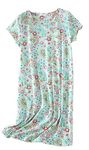 CHUNG Women Cotton Nightgown Casual Print Sleep Dress S-XL Shirt Tee Short Sleeve Sleepwear (X-Large, 88-Green Paisley)