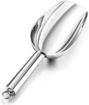 E-far 6 Ounce Stainless Steel Ice Scoop, Utility Metal Ice Scooper for Kitchen Freezer Bar Wedding Party, Multipurpose Small Scoop for Sugar/Flour/Pet Food/Popcorn/Dry Goods, Dishwasher Safe (Silver)