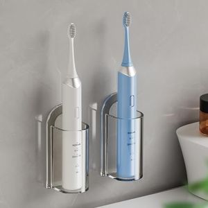 MOPMS Electric Toothbrush Holders, Wall Mounted Tooth Brushing Holder for Bathroom, Self Adhesive Electric Toothbrush Organizer Space Saver (2Pcs Clear), DDYSJ-1