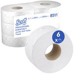 Scott Essential Jumbo Toilet Roll 8511 - Jumbo Roll Toilet Tissue - 6 Rolls x 380m 2 Ply Toilet Paper (2,280m total)