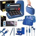 Orzly Switch Lite Accessories Bundle - Includes Carry case & Screen Protector for Nintendo Switch Lite Console (2019), USB Cable, Games Holder, Comfort Grip Case, Headphones, Thumb-Grip Pack & more included - Red