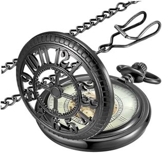 MJSCPHBJK Vintage Roman Numerals Scale Quartz Pocket Watch with Chain for Xmas Fathers Day Gift