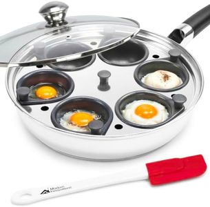 Modern Innovations Egg Poacher Pan - Nonstick Stainless Steel Maker With Handle, 6 Cups, and Silicone Spatula