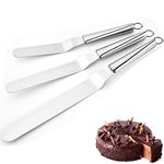 Stainless Steel Angled Icing Spatula, MKNZOME 3 Pcs Professional Palette Knife Set Offset Spatula Icing Tool for Cupcake Cakes Decorating,Smoothing Icing, Frosting Pastries