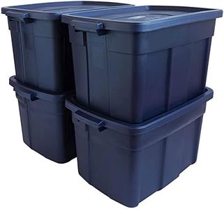 Rubbermaid Roughneck Storage Totes 25 Gal, Large Durable Stackable Containers, Great for Garage Organization, Clothing and More, 4-Pack