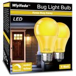 Wiyifada LED Bug Light Bulbs Outdoor 2 Pack,Dimmable 9W Amber Yellow Bug Light Bulbs, 100W Equivalent,A19 Bug Lights for Outside, Bedroom, Hallway Porch Light,2 Pack