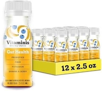 Vitaminis - Gut Health Shot - Berry Banana Juice with Probiotics and Fiber for Digestive Health. Dairy Free, No Added Sugar, Shelf Stable, & Gentle for Kids, Women, & Men (2.5 Fl. Oz, Pack of 12)