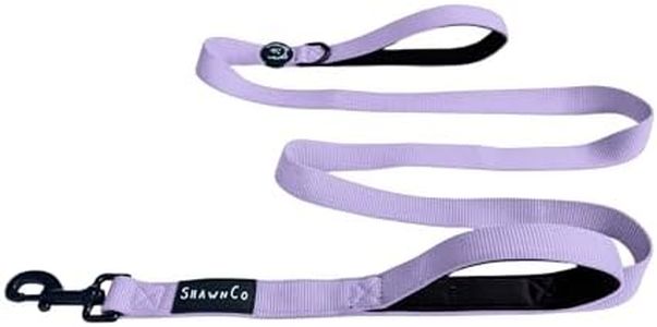 ShawnCo Dream Walk Dog Leash- Premium, Nylon Pet Leash with Soft Neoprene Handle for Small, Medium and Large Dogs (ICY Lilac, M/L 6FT w/ 2 Handles)