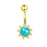 Beydodo 14g Belly Button Rings Stainless Steel, Belly Rings for Women Sexy Sunflower with Turquoise