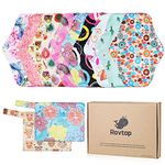 Rovtop Reusable Sanitary Towels Pads(10 Packs,25.4cm),Menstrual Panty Pads,Washable Sanitary Towel, Washable Sanitary Pads Panty Liners+ 2 Mini Carry Bag Gift Box Set