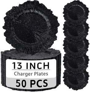 ejonirinjonir 50 Black Chargers Bulk for Wedding Dinners 13" Reef