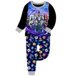 Thombase Kids Boys Girls Youtuber Gamer Battle Royale Anime Game Full Print Cartoon Pajamas (3D-Black, 10T)