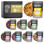 Tiesta Tea - Favorites Starter Tea Sampler Dry Flight Set | High to No Caffeine Hot & Iced Tea | Premium Loose Leaf Tea Sample Set with Green, Herbal, Black & Chai Tea - 8 Resealable Sample Pouches