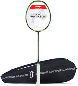 Li-Ning Wind Lite 700 Carbon Fibre Strung Badminton Racket with Full Racket Cover (Black/Gold) | for Intermediate Players | 78 Grams | Maximum String Tension - 30lbs