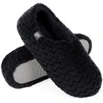 FamilyFairy Women's Memory Foam Slippers Soft Sherpa Lining Anti-Slip Lightweight House Shoes Black, UK6-7