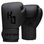 KOSTUDIO Women's Contemporary Boxing Gloves - Vegan Leather Ink 12 oz for Training Sparring Muay Thai MMA Kickboxing