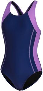 beautyin Big Kids GirlsSwimwear Athletic One Piece Swimsuit Training Swim Suit Size 16 Navy/Purple