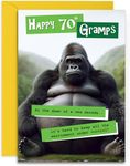 Funny Gramps 70th Birthday Card - Grumpy Gorilla Design for Him - Fun Age 70 Happy Birthday Card for Gramps - A5 Size Card with Yellow Envelope