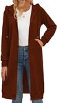 Zeagoo Women's Drawstring Zip Up Long Hoodies Fall Jacket Oversized Casual Sweatshirts with Pocket Brown