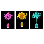 Kreative Arts Manicure and Nail Art Wall Decor for Salon Room Canvas Prints Frame Art Nail Polish Brushes Posters Roses Sunflowers and Lily Pictures Flowers Painting Walls Decoration Ready to Hang