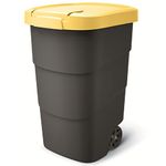 Keden Wheeler 95L Wheelie Rubbish Bin Trash Can With Wheels And Lid Large Universal Garbage Trash Outdoor Plastic (Black/yellow)