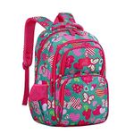 MYGOO Kids Backpack for [Boys or Girls] | Primary School Backpack for Teen | Campus Collection | 17" tall |, Butterfly Aqua, L, Classic